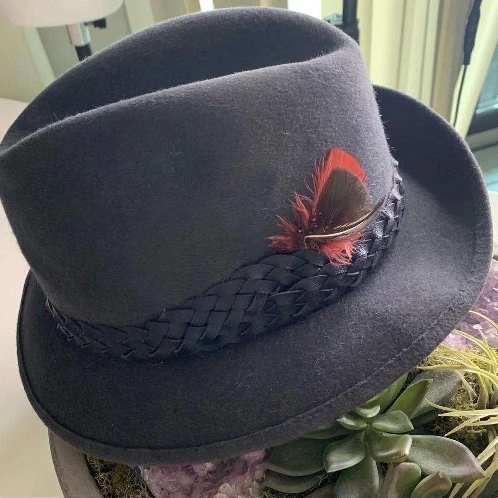 Vintage Stevens beaver Blend fedora hat slate grey men’s GQ fashion accent